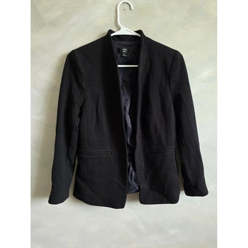 J. Cew 365 Black Open Front Blazer Stretch Twill Going Out Womens 6